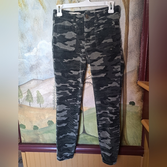 Pilcro and the Letterpress Pants - Pilcro and the Letterpress Jeans Ankle Womens 26 Camo High Rise Skinny Corduroy